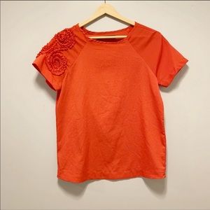 Zara | Coral Short Sleeve Top with Shoulder Detail